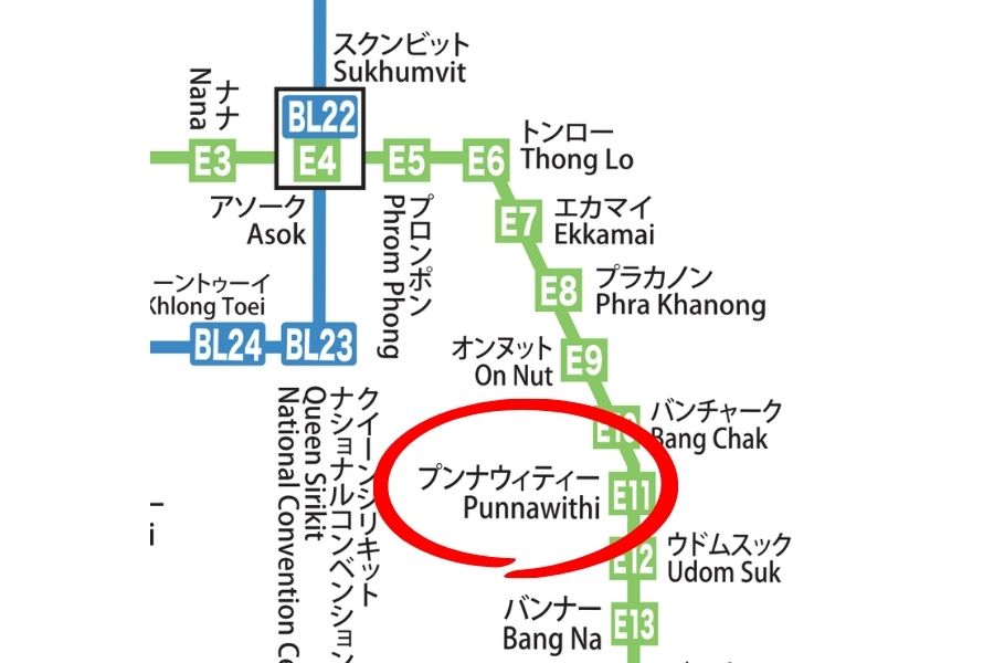 プナウィティ周辺路線図